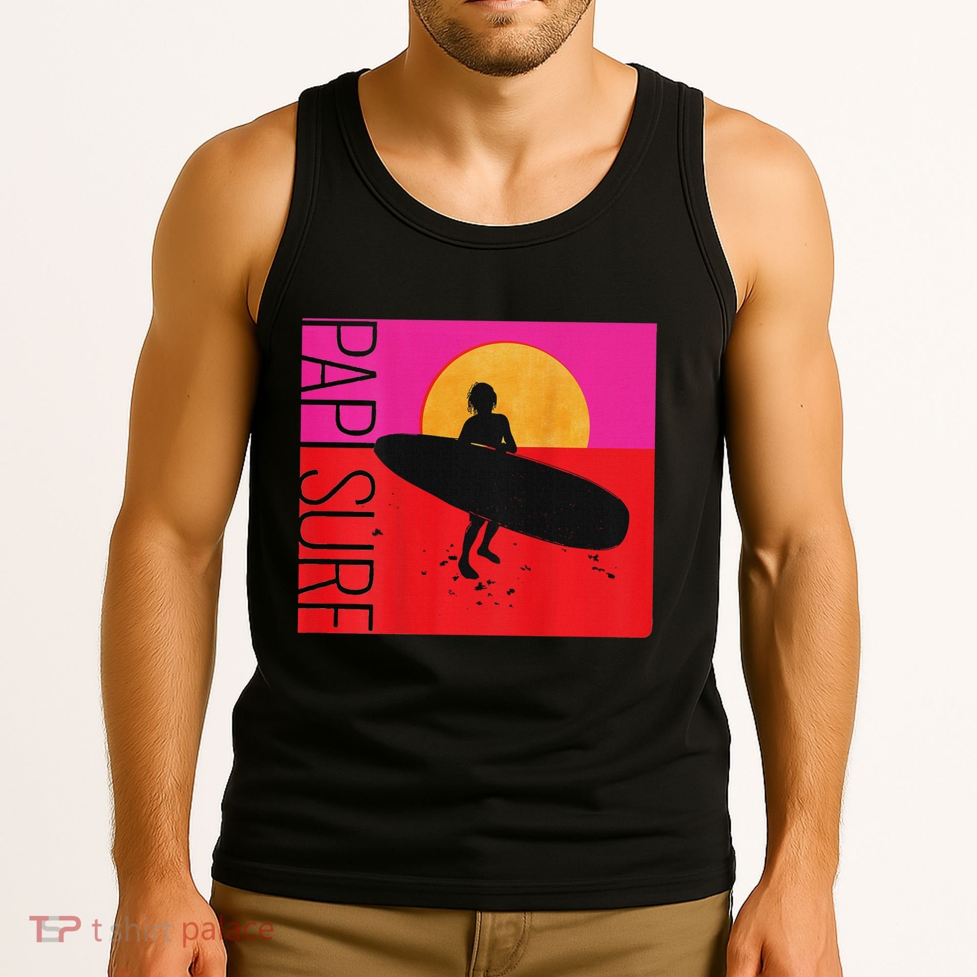 Papi Surf Sunset Surfboard Tank Top