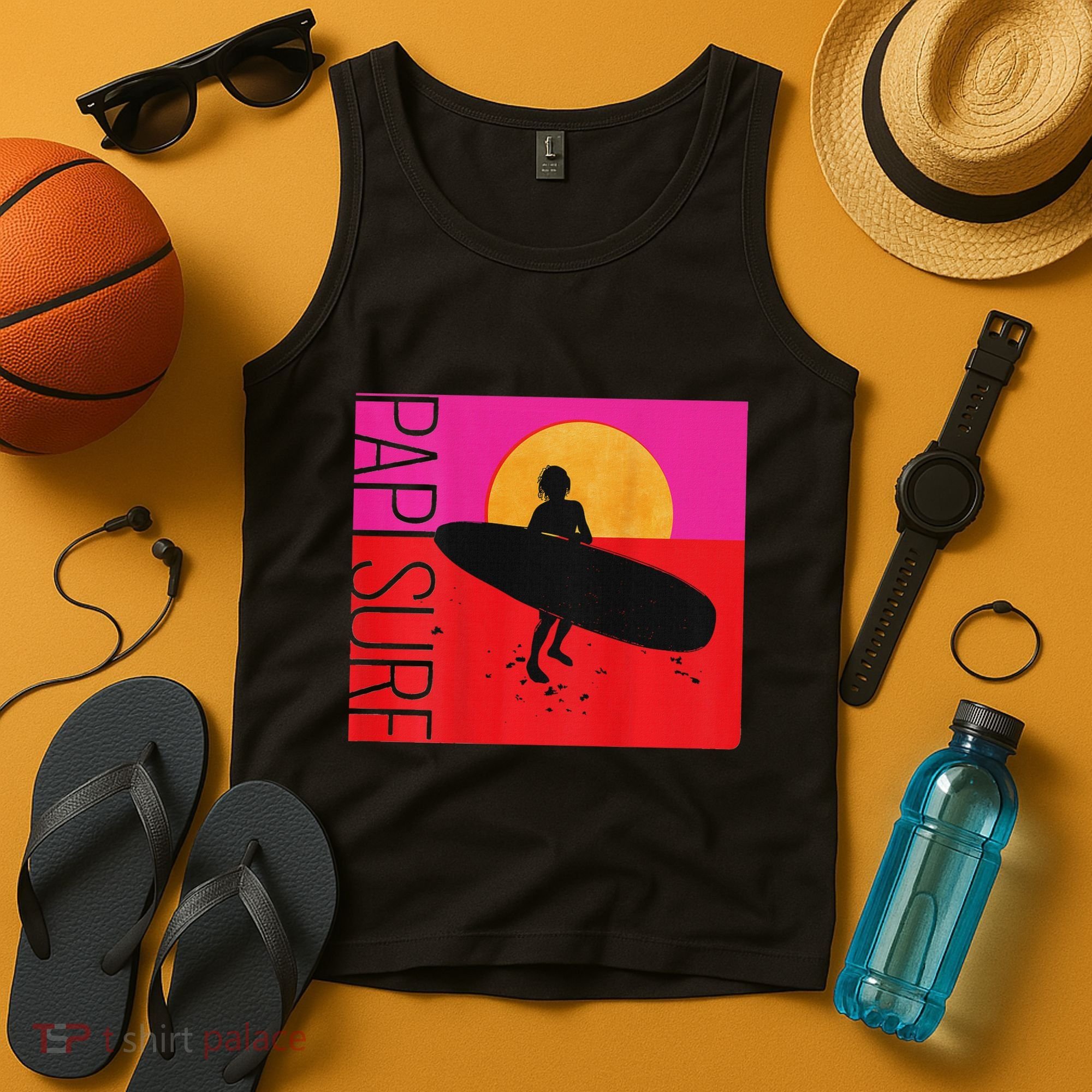 Papi Surf Sunset Surfboard Tank Top