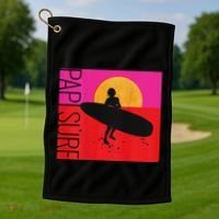 Papi Surf Sunset Surfboard Golf Towel thumb 1