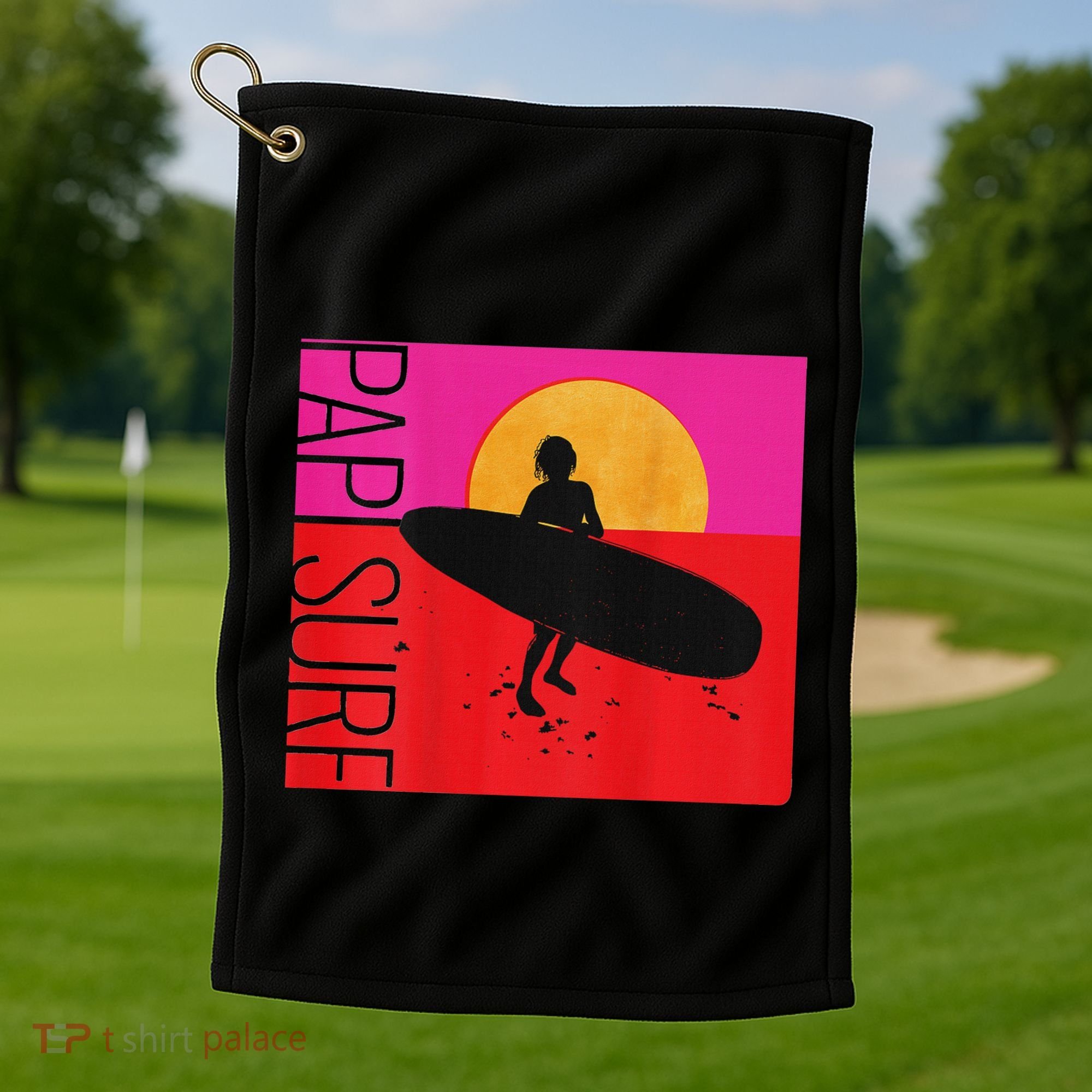 Papi Surf Sunset Surfboard Golf Towel