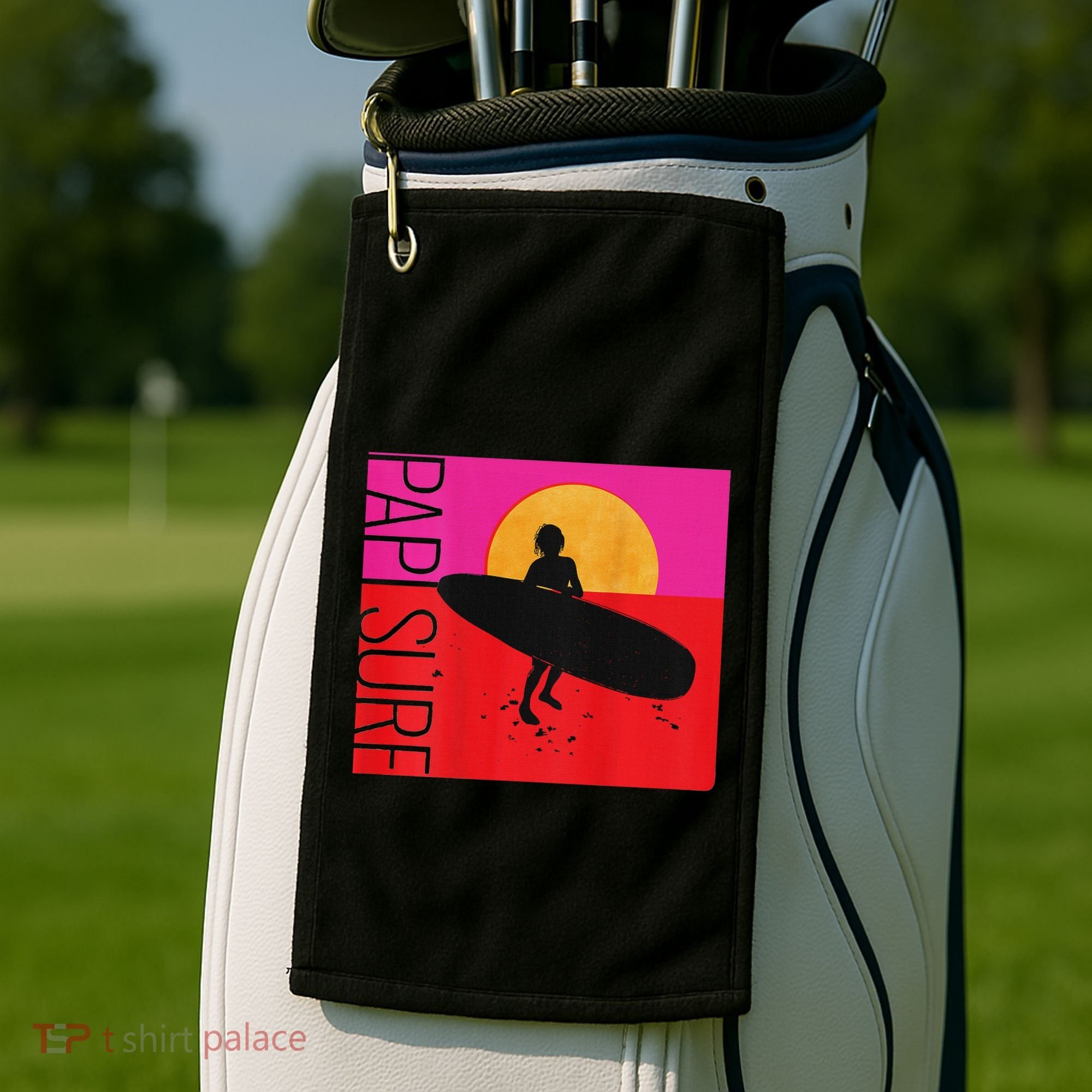 Papi Surf Sunset Surfboard Golf Towel