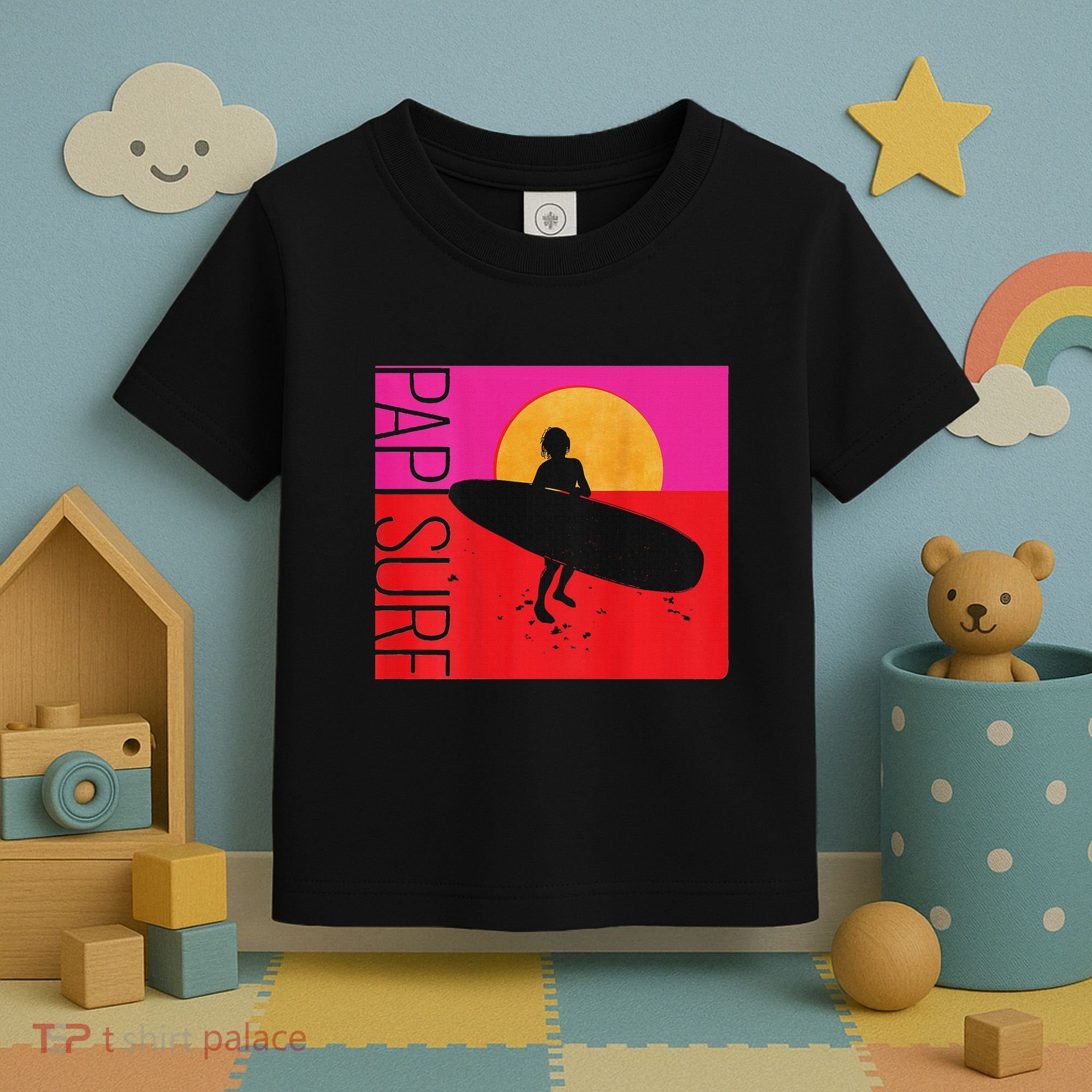 Papi Surf Sunset Surfboard Toddler T-Shirt