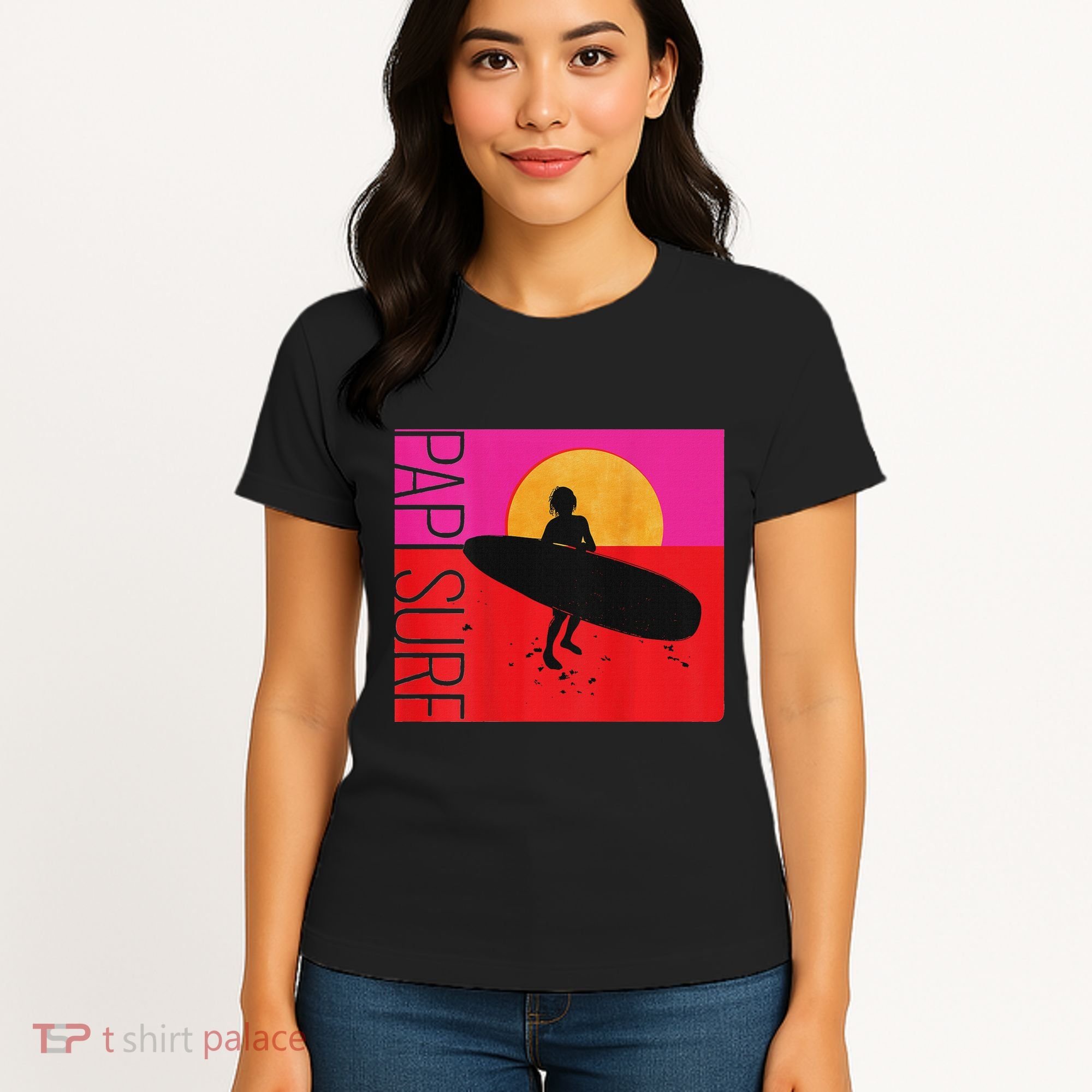 Papi Surf Sunset Surfboard Women's T-Shirt