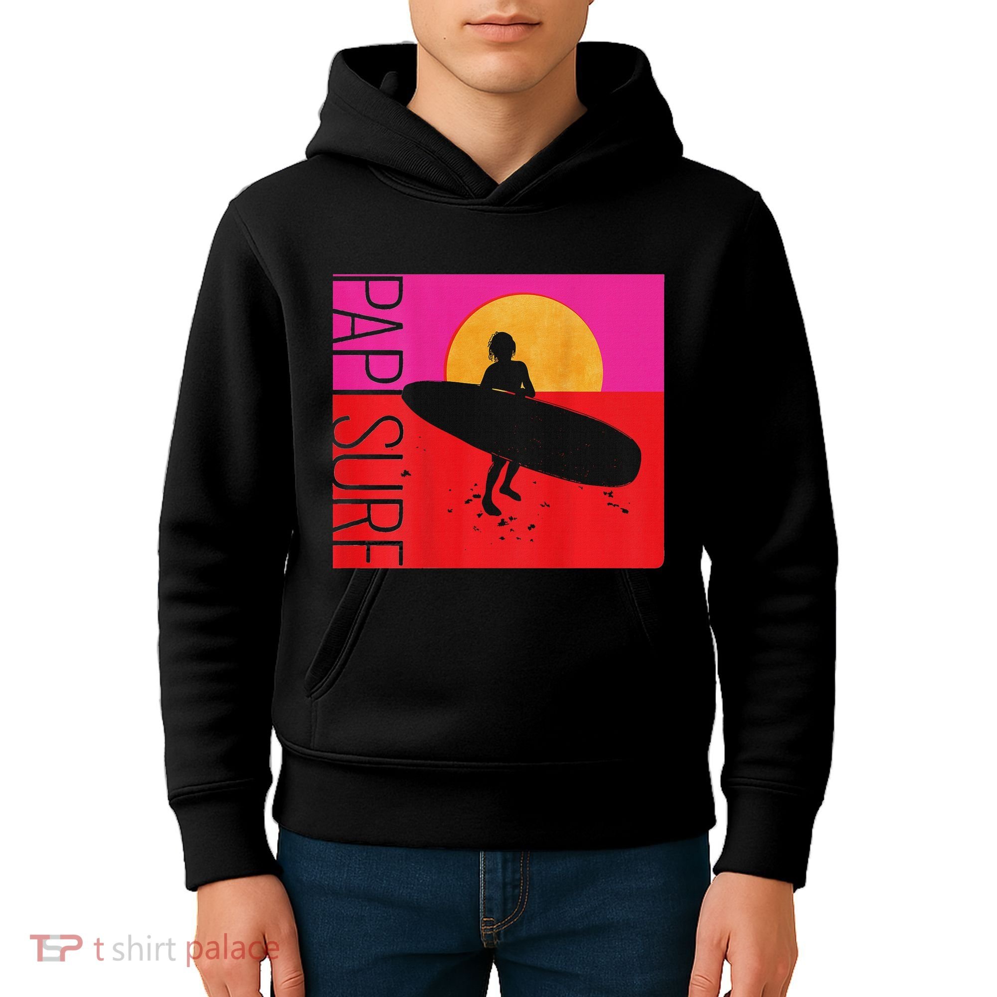 Papi Surf Sunset Surfboard Kids Hoodie