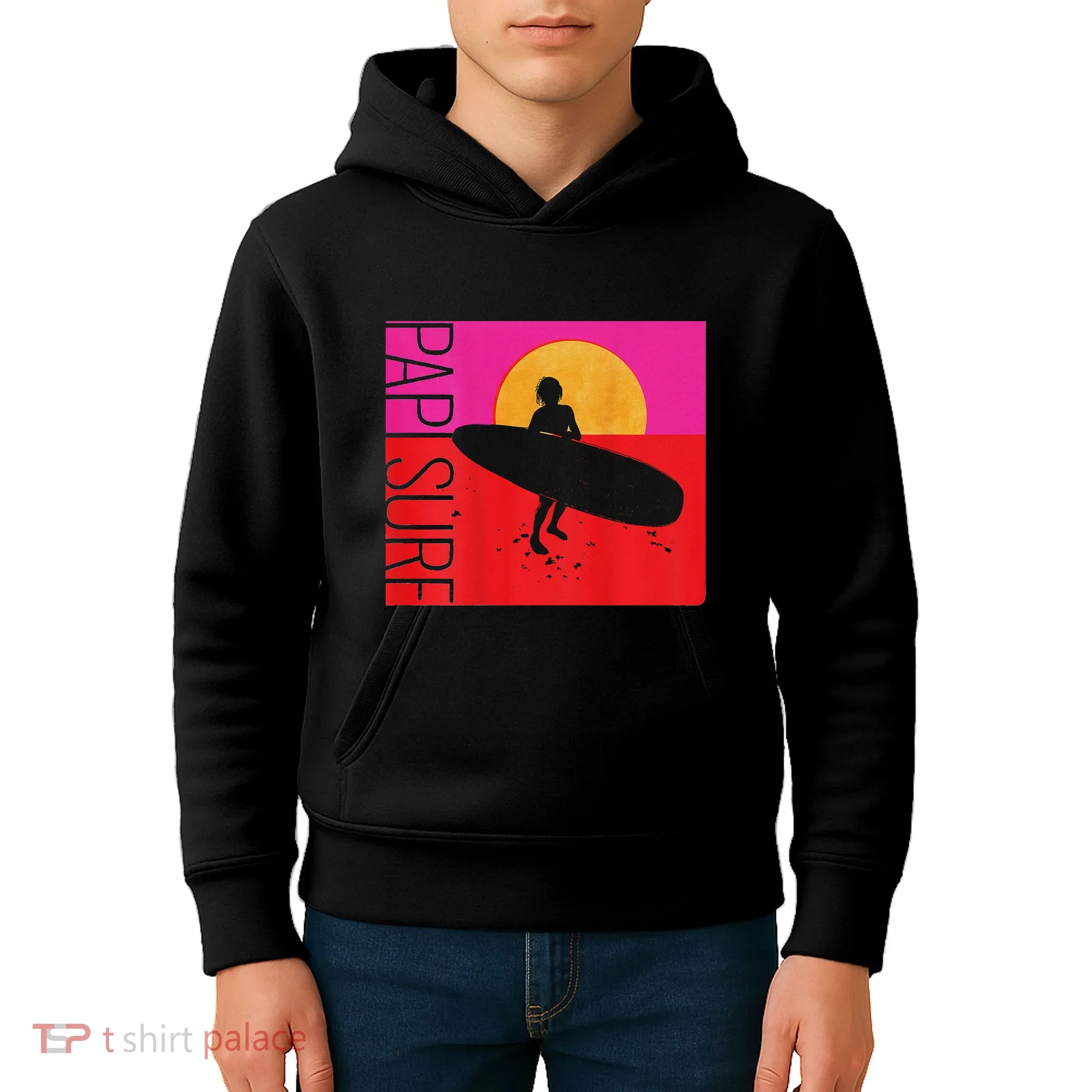 Papi Surf Sunset Surfboard Kids Hoodie