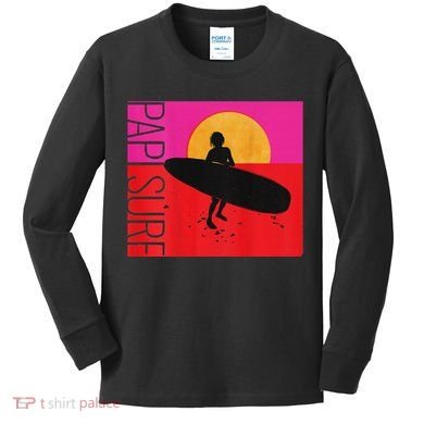 Papi Surf Sunset Surfboard Kids Long Sleeve Shirt