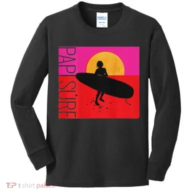 Papi Surf Sunset Surfboard Kids Long Sleeve Shirt
