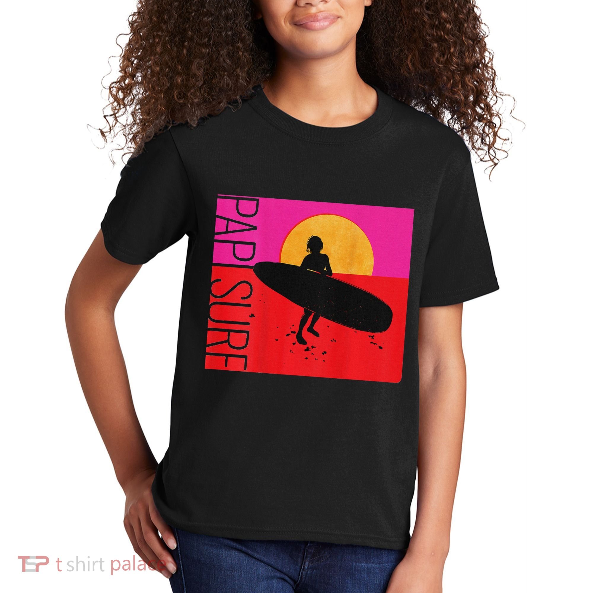 Papi Surf Sunset Surfboard Kids T-Shirt