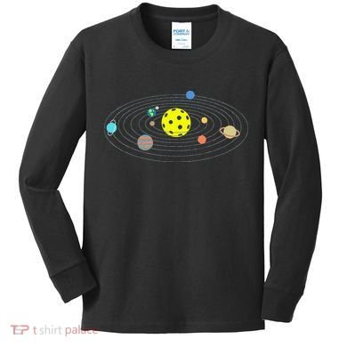 Pickleball Solar System Kids Long Sleeve Shirt