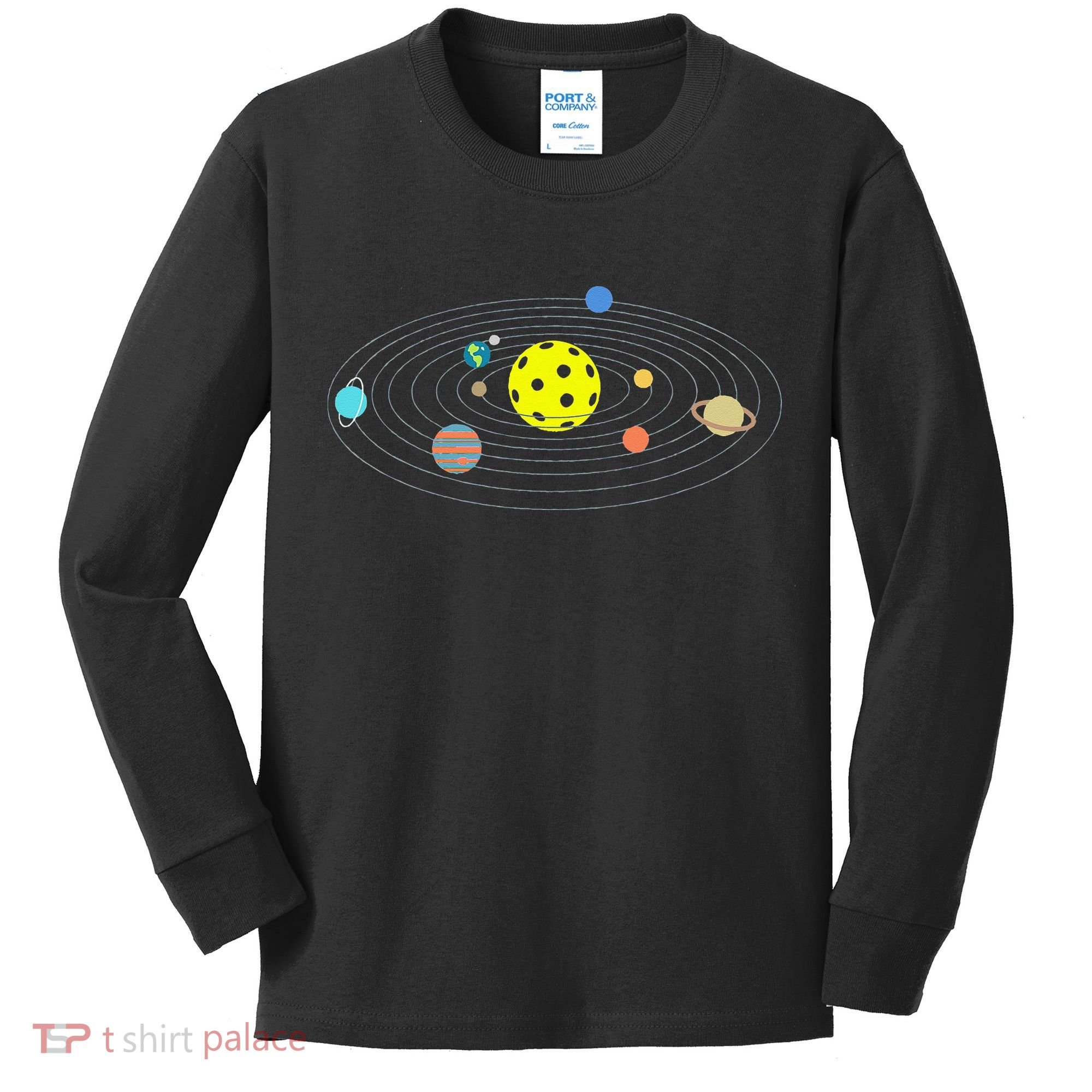 Pickleball Solar System Kids Long Sleeve Shirt