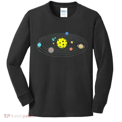 Pickleball Solar System Kids Long Sleeve Shirt