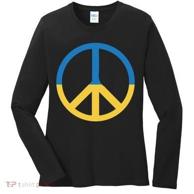 Peace Sign Stand With Ukraine Supporting Ukrainians Women's Long Sleeve Shirt