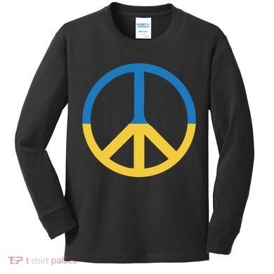 Peace Sign Stand With Ukraine Supporting Ukrainians Kids Long Sleeve Shirt