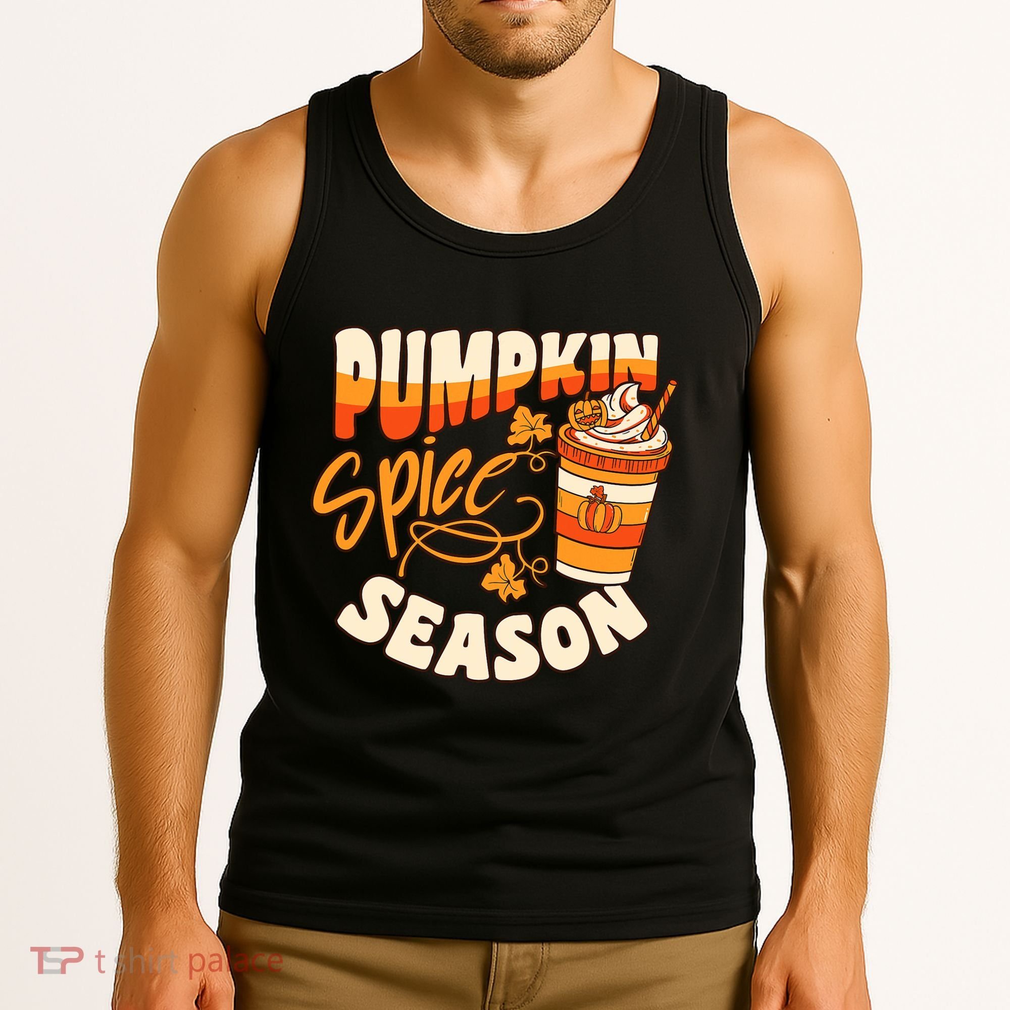 Pumpkin Spice Season Latte Coffee Fall Autumn Funny Tank Top