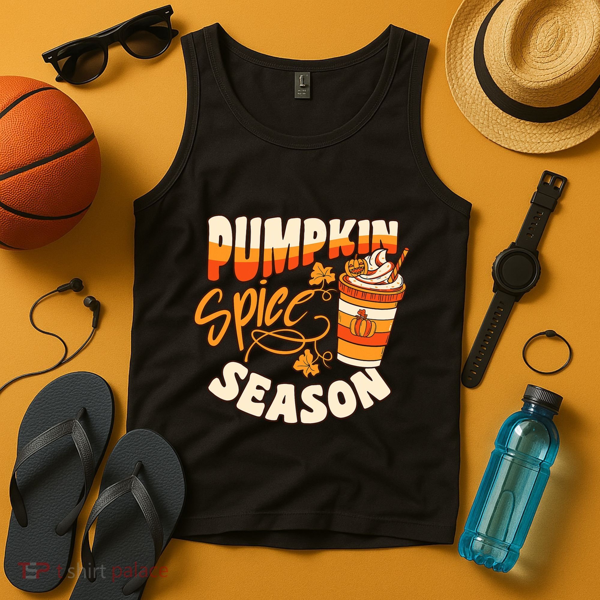 Pumpkin Spice Season Latte Coffee Fall Autumn Funny Tank Top