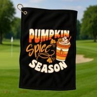 Pumpkin Spice Season Latte Coffee Fall Autumn Funny Golf Towel thumb 1