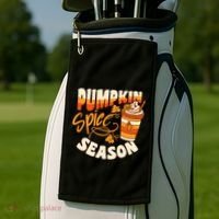 Pumpkin Spice Season Latte Coffee Fall Autumn Funny Golf Towel thumb 2