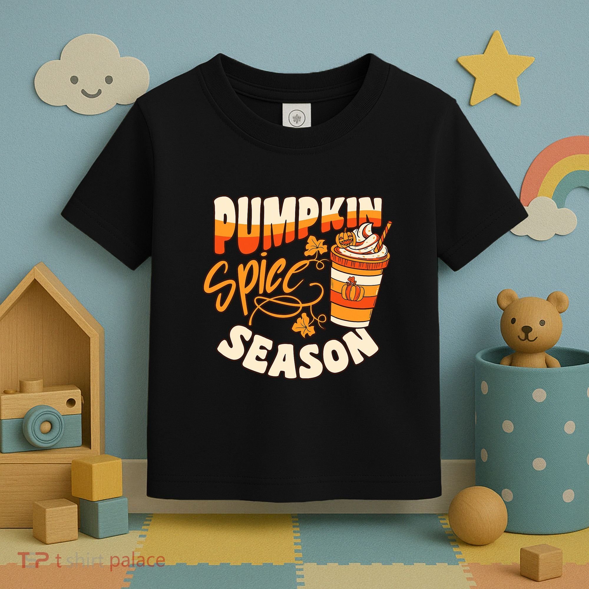 Pumpkin Spice Season Latte Coffee Fall Autumn Funny Toddler T-Shirt