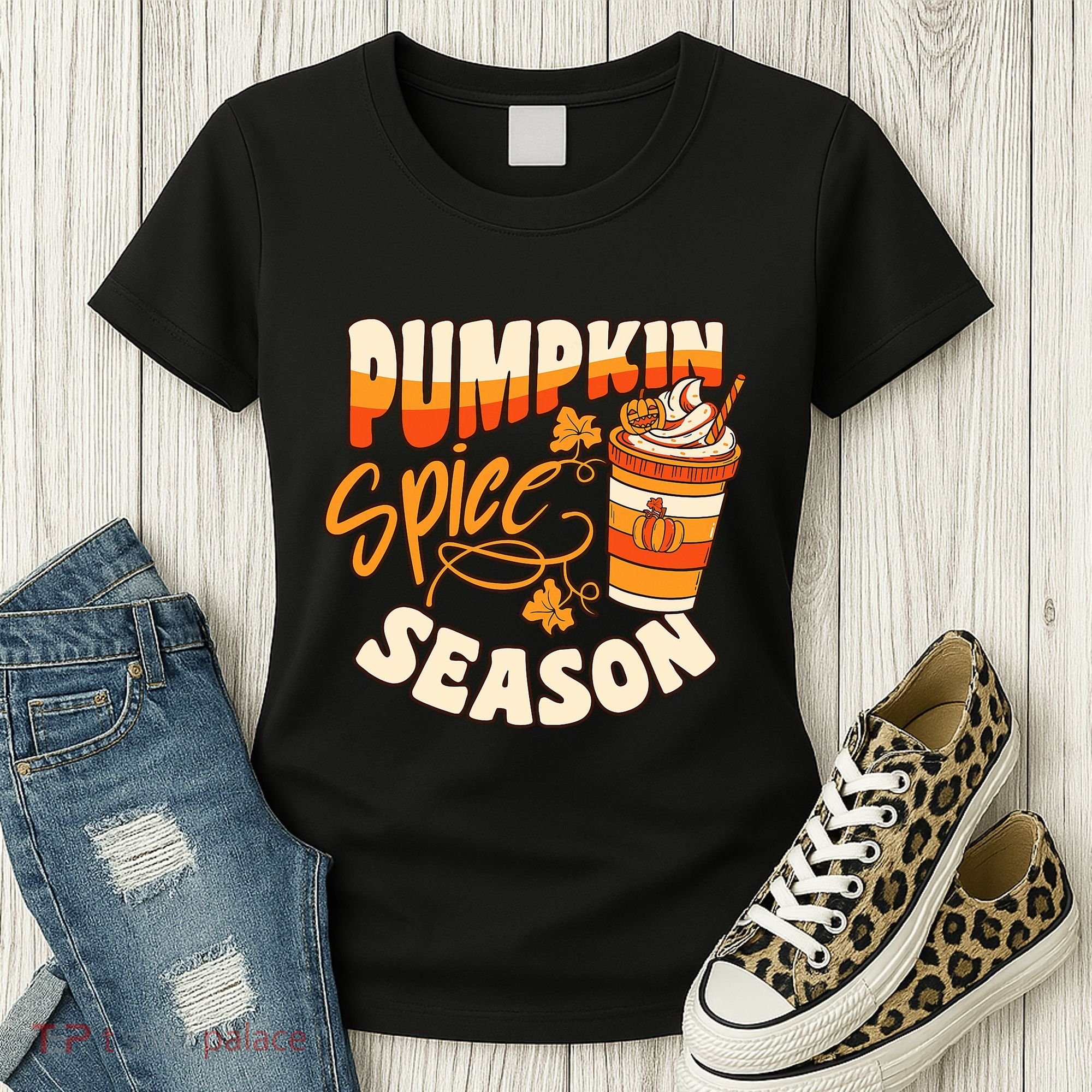 Pumpkin Spice Season Latte Coffee Fall Autumn Funny Women's T-Shirt