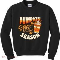 Pumpkin Spice Season Latte Coffee Fall Autumn Funny Kids Sweatshirt thumb 0