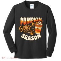 Pumpkin Spice Season Latte Coffee Fall Autumn Funny Kids Long Sleeve Shirt thumb 0