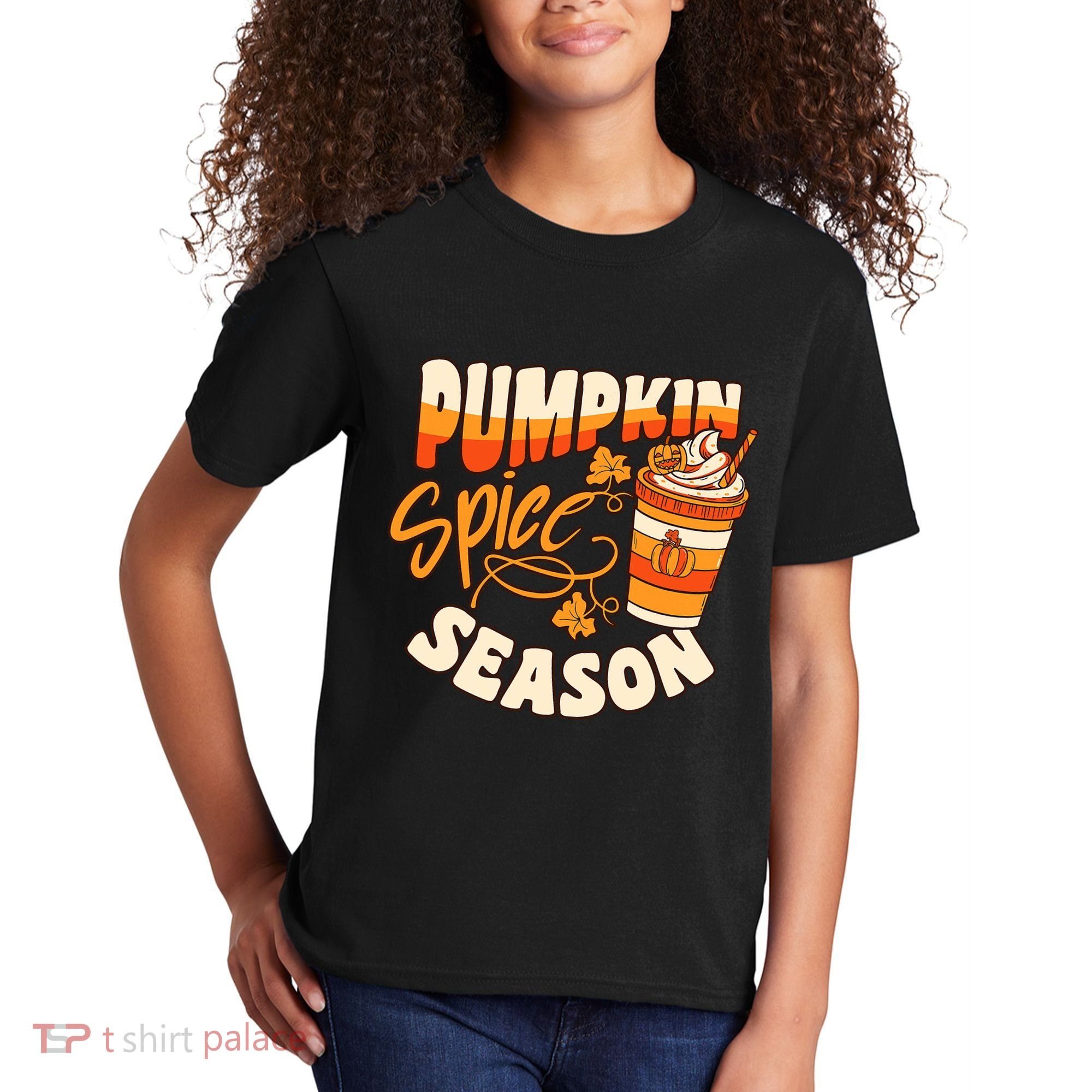 Pumpkin Spice Season Latte Coffee Fall Autumn Funny Kids T-Shirt