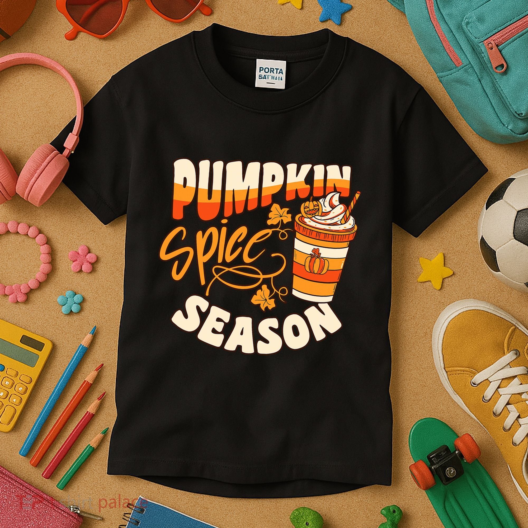Pumpkin Spice Season Latte Coffee Fall Autumn Funny Kids T-Shirt