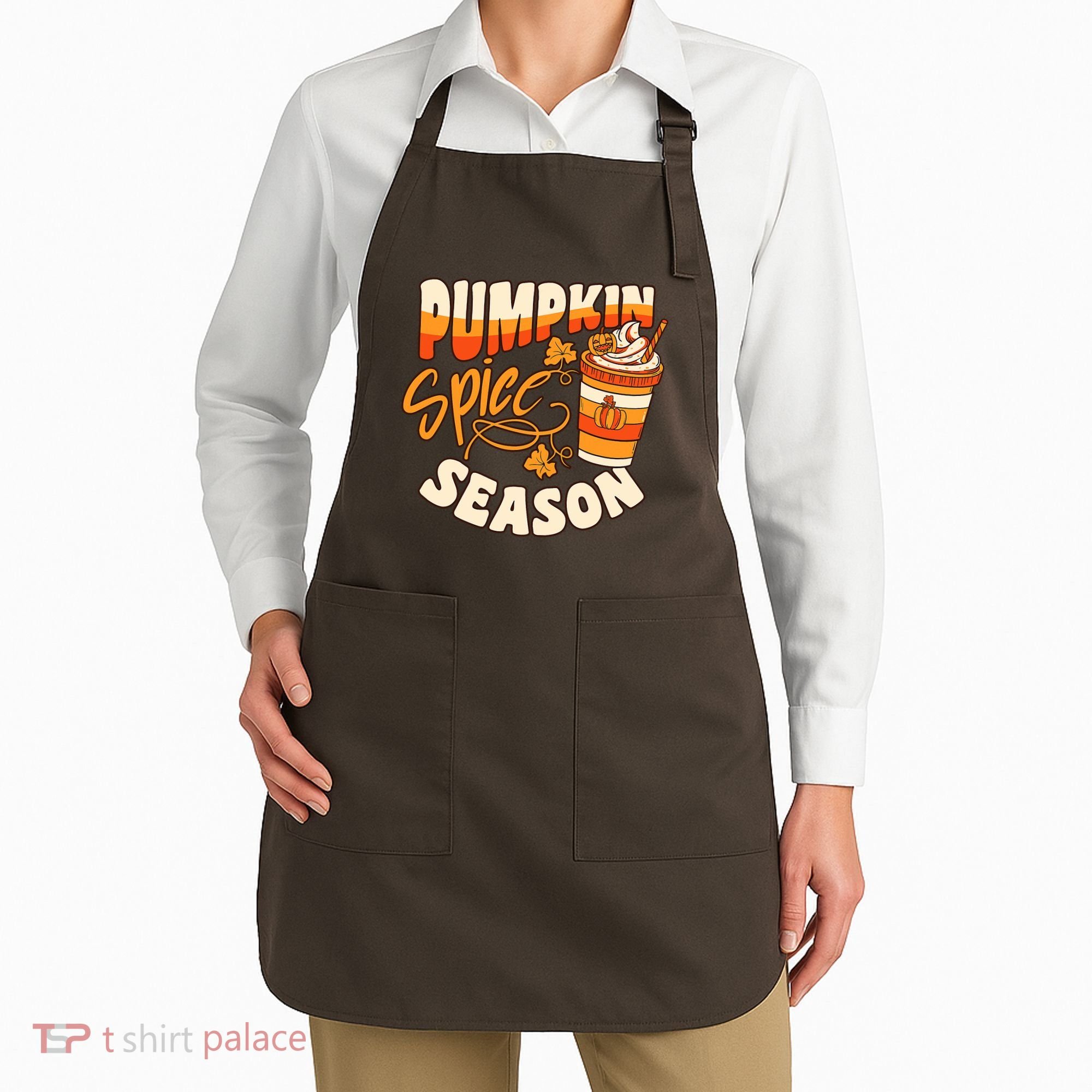 Pumpkin Spice Season Latte Coffee Fall Autumn Funny Apron