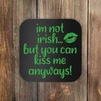 Plus Size St Patrick's Day Shirt, I'm Not Irish But You Can Kiss Me Anyway Coaster thumb 0