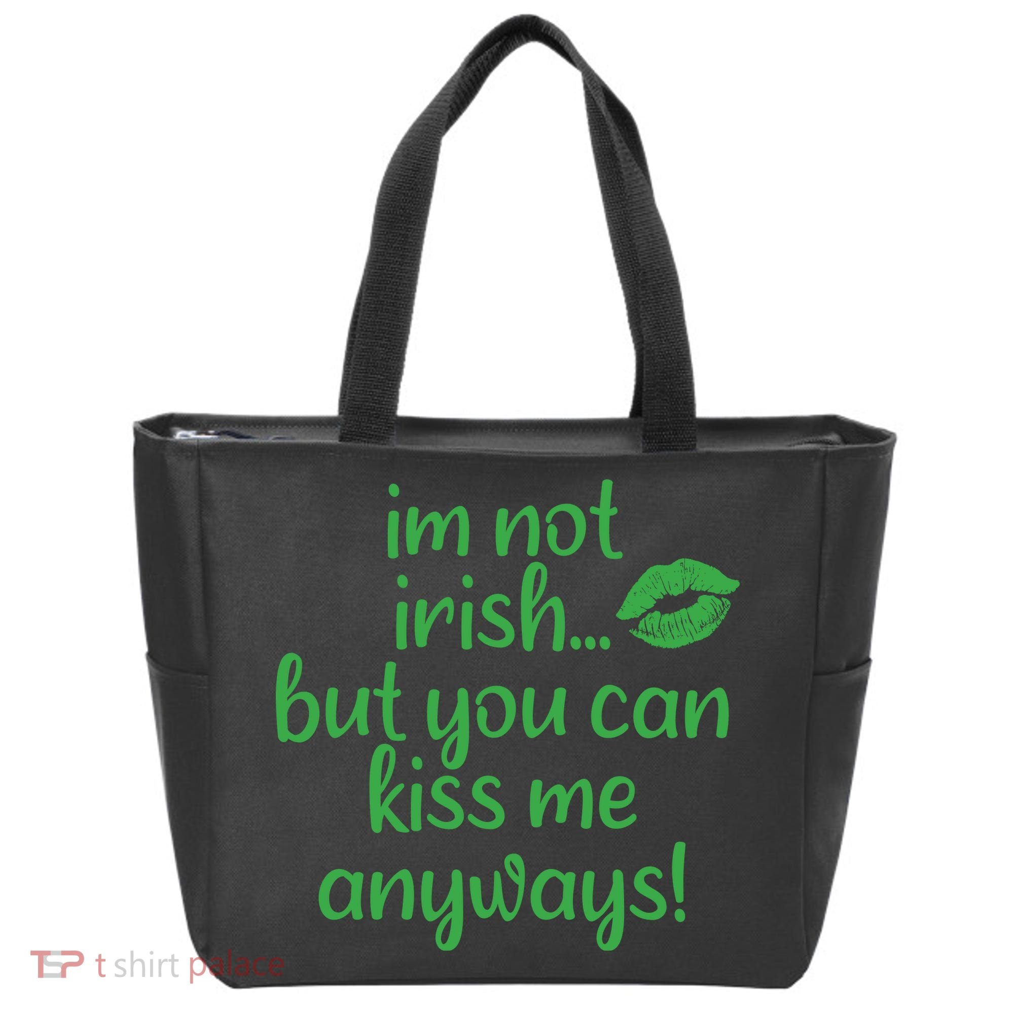 Plus Size St Patrick's Day Shirt, I'm Not Irish But You Can Kiss Me Anyway Tote Bag