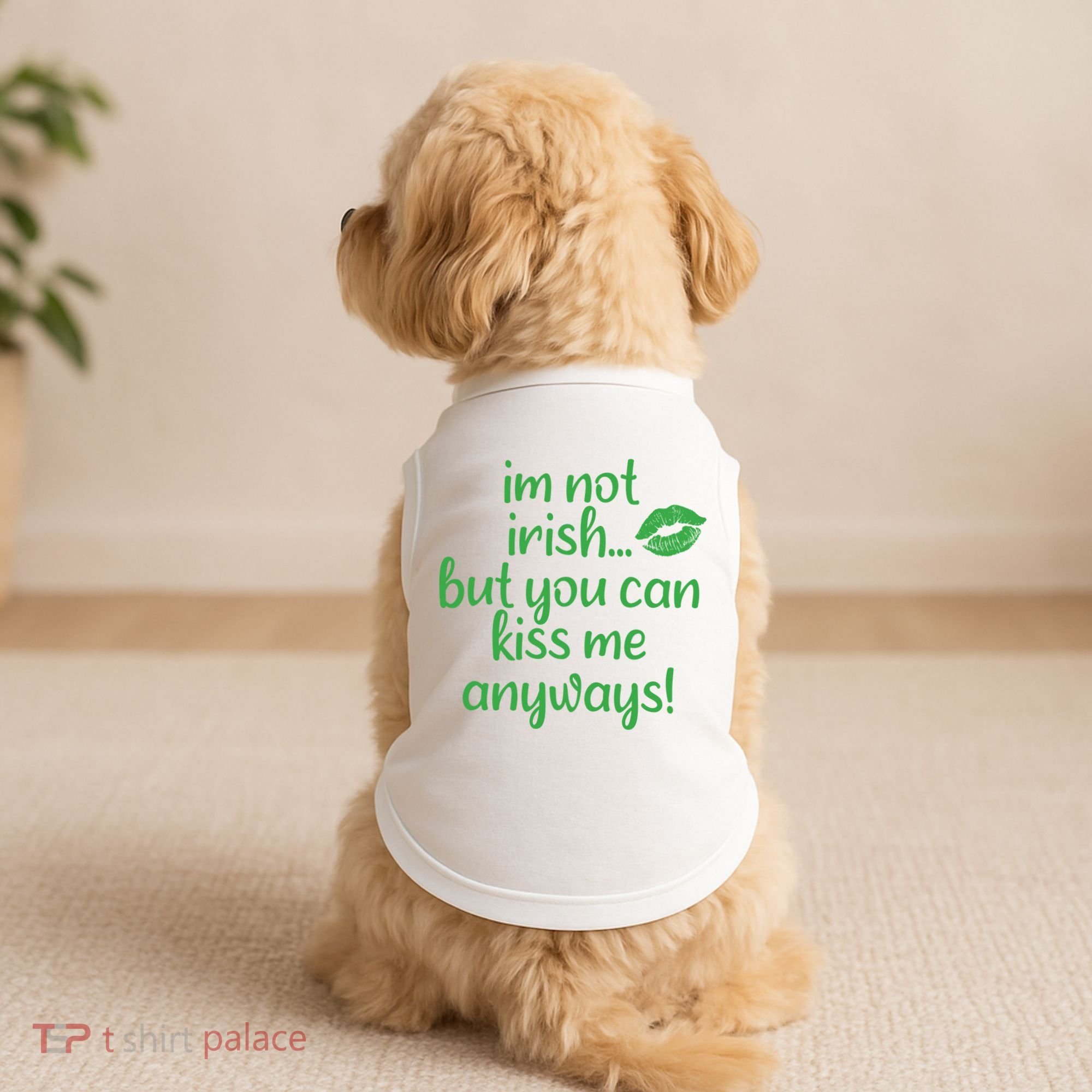 Plus Size St Patrick's Day Shirt, I'm Not Irish But You Can Kiss Me Anyway Doggie Tank