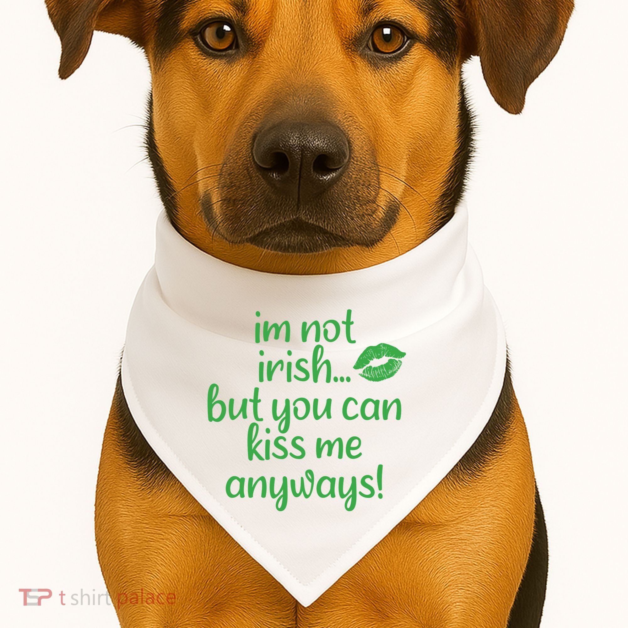 Plus Size St Patrick's Day Shirt, I'm Not Irish But You Can Kiss Me Anyway USA-Made Doggie Bandana