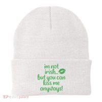 Plus Size St Patrick's Day Shirt, I'm Not Irish But You Can Kiss Me Anyway Beanie thumb 0