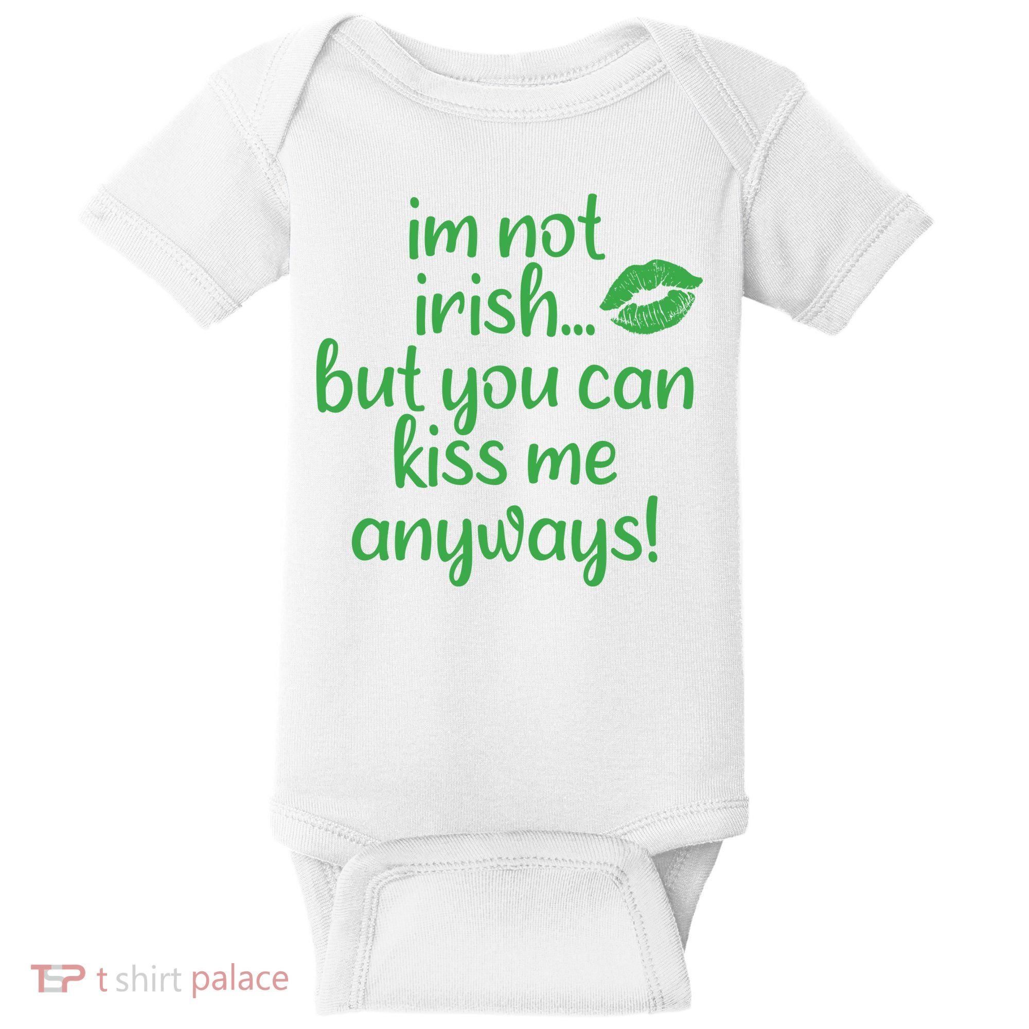 Plus Size St Patrick's Day Shirt, I'm Not Irish But You Can Kiss Me Anyway Baby Bodysuit