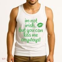 Plus Size St Patrick's Day Shirt, I'm Not Irish But You Can Kiss Me Anyway Tank Top thumb 3