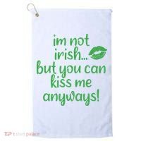 Plus Size St Patrick's Day Shirt, I'm Not Irish But You Can Kiss Me Anyway Golf Towel thumb 0
