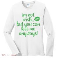 Plus Size St Patrick's Day Shirt, I'm Not Irish But You Can Kiss Me Anyway Women's Long Sleeve Shirt thumb 0