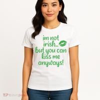 Plus Size St Patrick's Day Shirt, I'm Not Irish But You Can Kiss Me Anyway Women's T-Shirt thumb 4