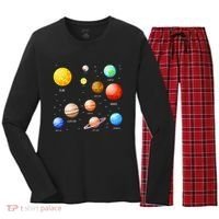 Planets Solar System Science Astronomy Space Lovers Women's Long Sleeve Flannel Pajama Set  thumb 0