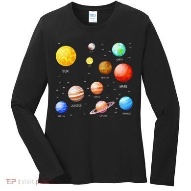 Planets Solar System Science Astronomy Space Lovers Women's Long Sleeve Shirt