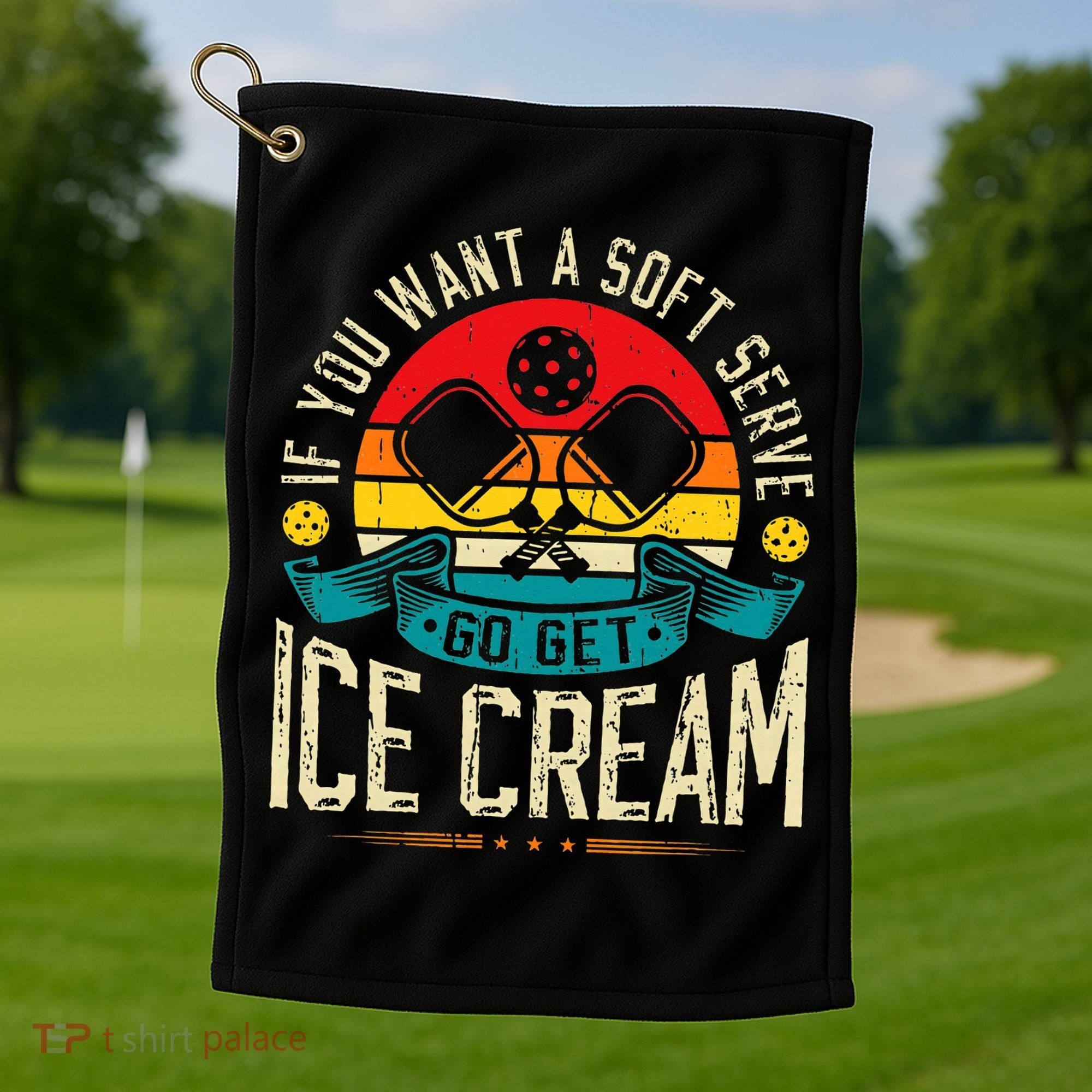 Pickleball Soft Serve Ice Cream Pickleball Player Golf Towel