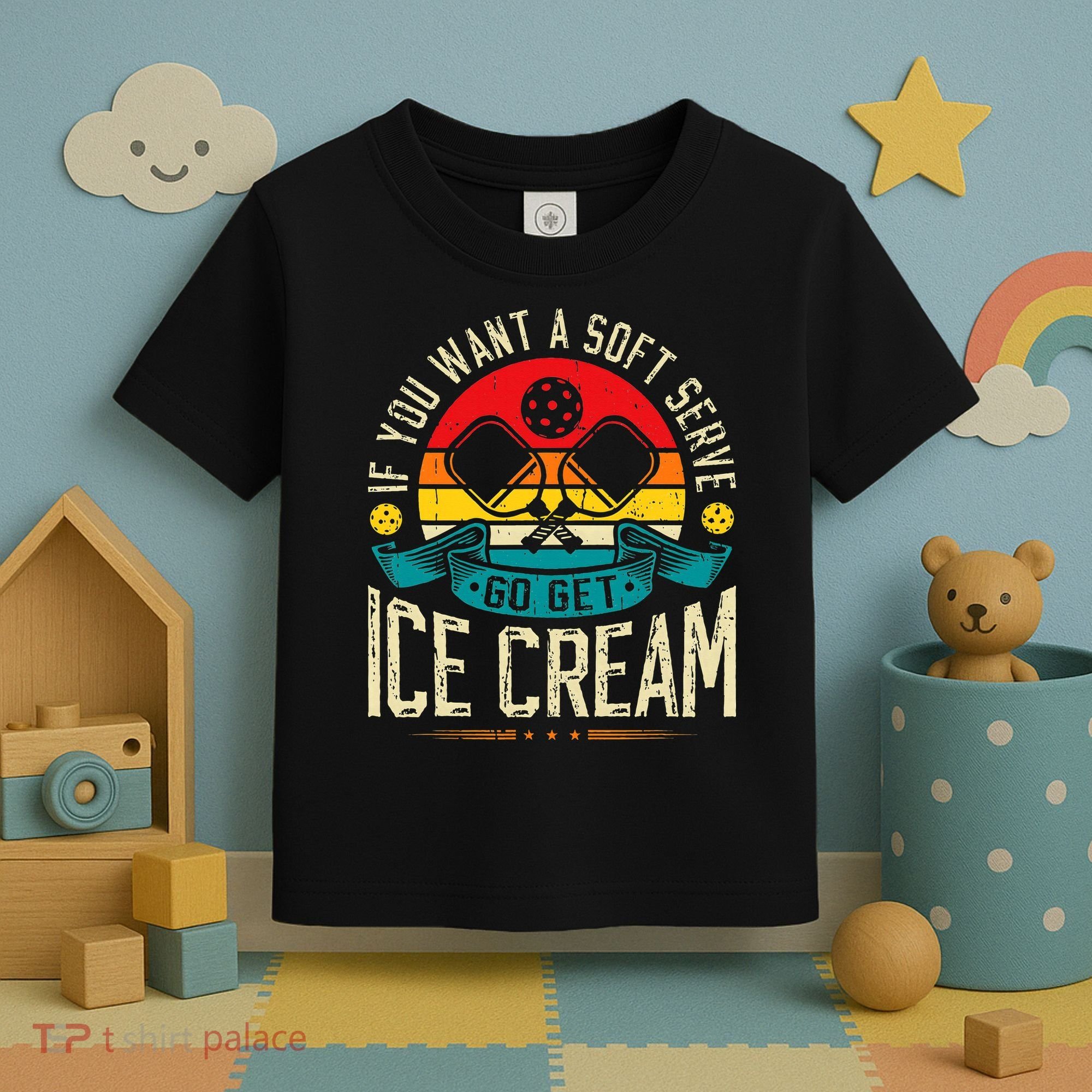 Pickleball Soft Serve Ice Cream Pickleball Player Toddler T-Shirt
