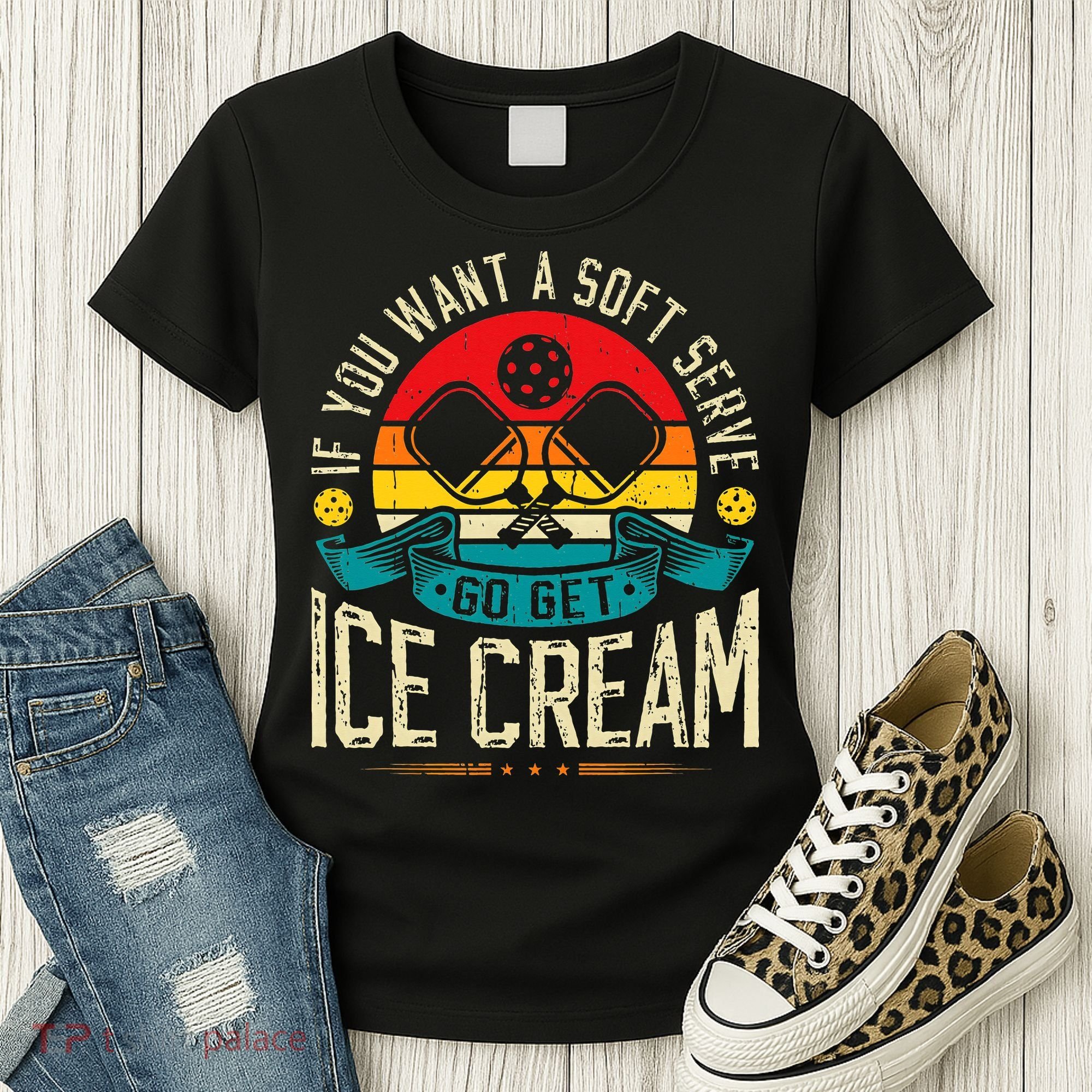 Pickleball Soft Serve Ice Cream Pickleball Player Women's T-Shirt