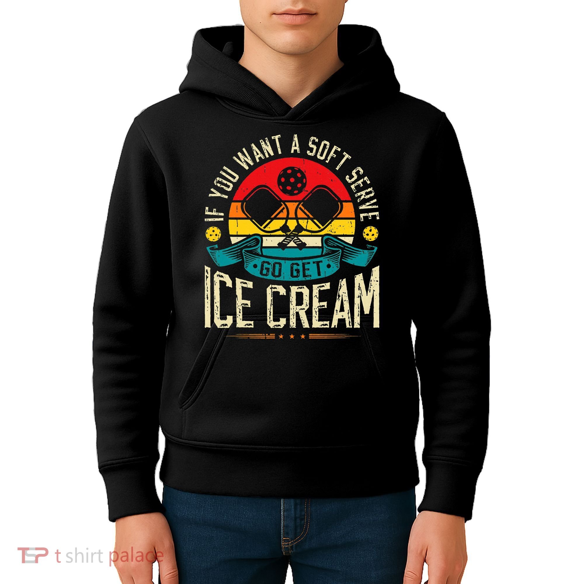 Pickleball Soft Serve Ice Cream Pickleball Player Kids Hoodie