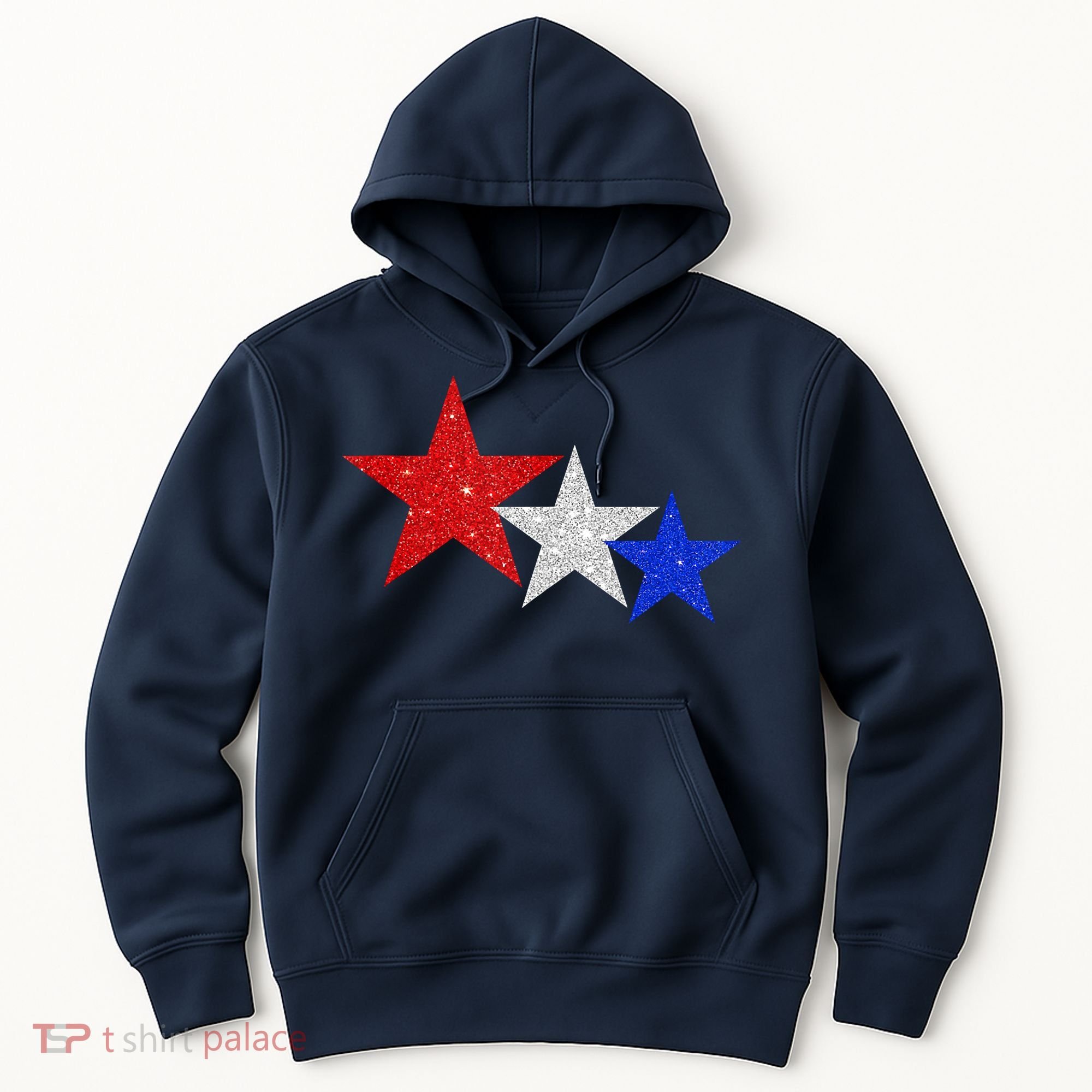 Patriotic Stars Sparkle Red White Blue American 4th Of July Hoodie