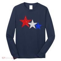 Patriotic Stars Sparkle Red White Blue American 4th Of July Long Sleeve Shirt thumb 0