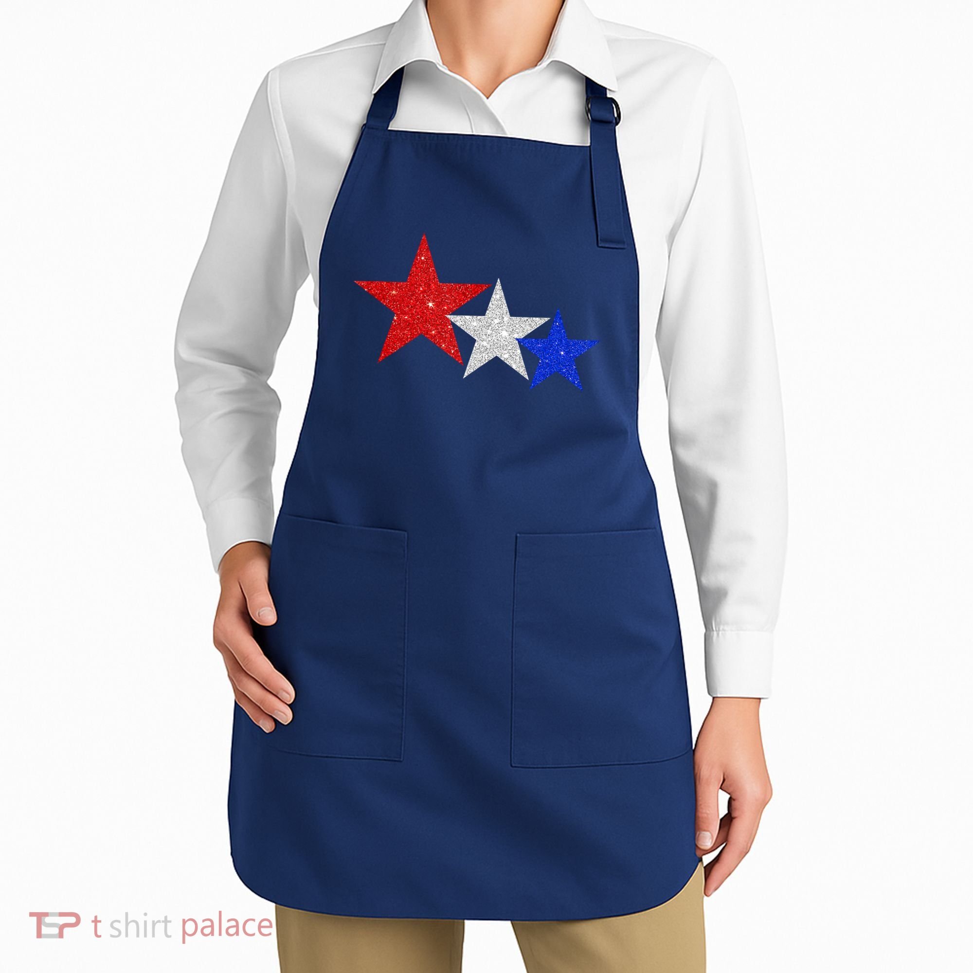 Patriotic Stars Sparkle Red White Blue American 4th Of July Apron