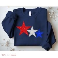 Patriotic Stars Sparkle Red White Blue American 4th Of July Sweatshirt thumb 2