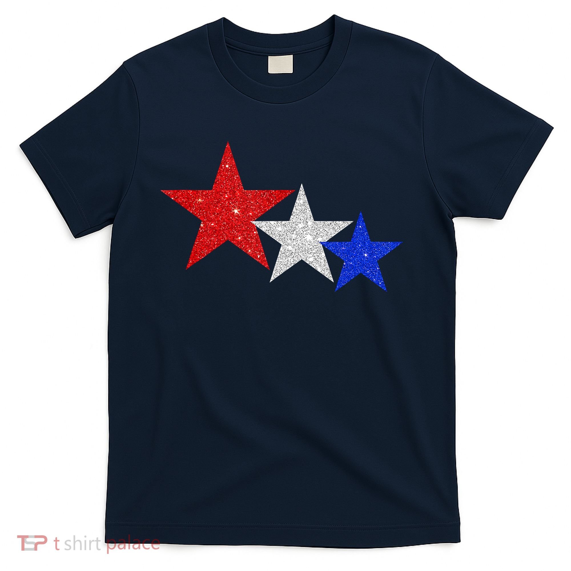 Patriotic Stars Sparkle Red White Blue American 4th Of July T-Shirt