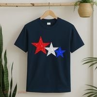 Patriotic Stars Sparkle Red White Blue American 4th Of July T-Shirt thumb 2